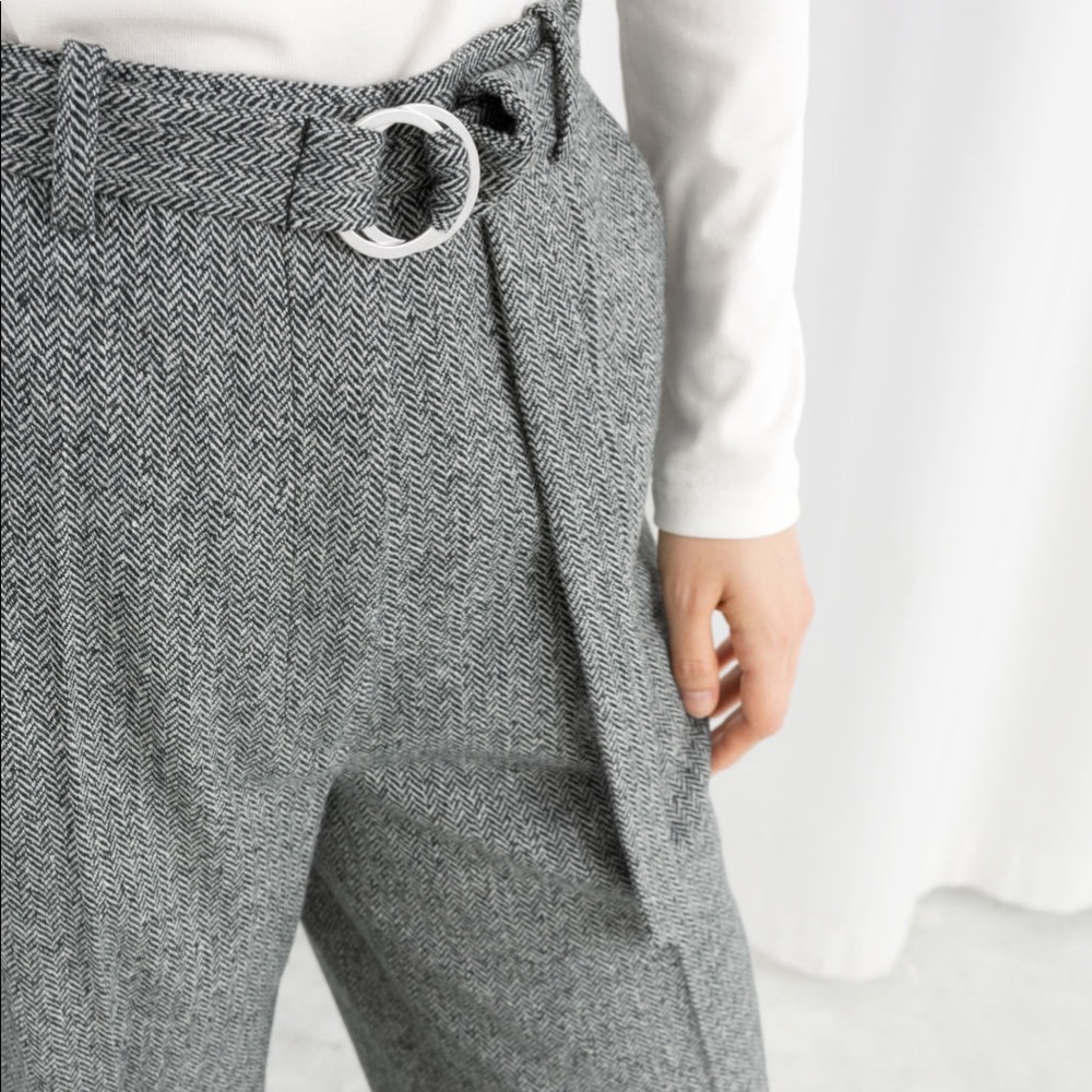 &Other Stories Duo D-ring Herringbone Wool Pants - Picture 3 of 8